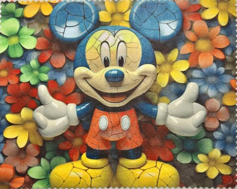 Linge à lunettes/Mickey craqué