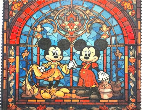 Linge à lunettes/Mickey et Minnie vitrail 2