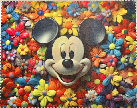Linge à lunettes/Mickey fleurs multi