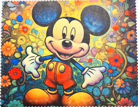 Linge à lunettes/Mickey fleurs oranges
